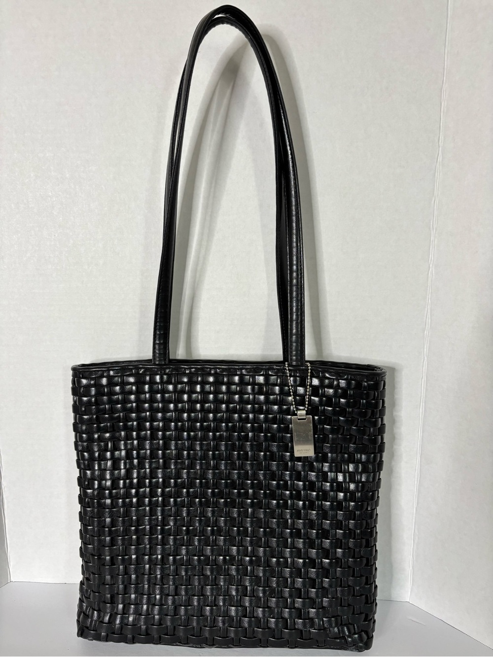 Nine West Black Woven Tote with Silver Tag